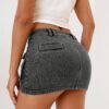 Women's Low Waist Mini Skirt Y2K, High-Stretch Bodycon Button Denim Skirt with Pockets