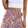 Women's Summer Wrap Floral High Waist Ruffle Short Mini Skirts