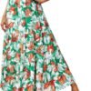 Women's 2024 Spring Summer High Waist Boho Floral Maxi Skirt Casual Flowy Swing Pleated A Line Beach Long Skirts