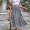 Women's Casual High Waist Floral Print Skirt Split Thigh A Line Maxi Skirts