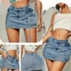 Skirt Women y2k Button Mini Jeans Skirt Denim Skirt with Pocket Low Waist