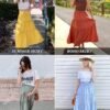 Women's Boho Elastic High Waist A Line Ruffle Swing Beach Maxi Skirt with Pockets