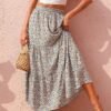 Women's 2024 Spring Summer High Waist Boho Floral Maxi Skirt Casual Flowy Swing Pleated A Line Beach Long Skirts